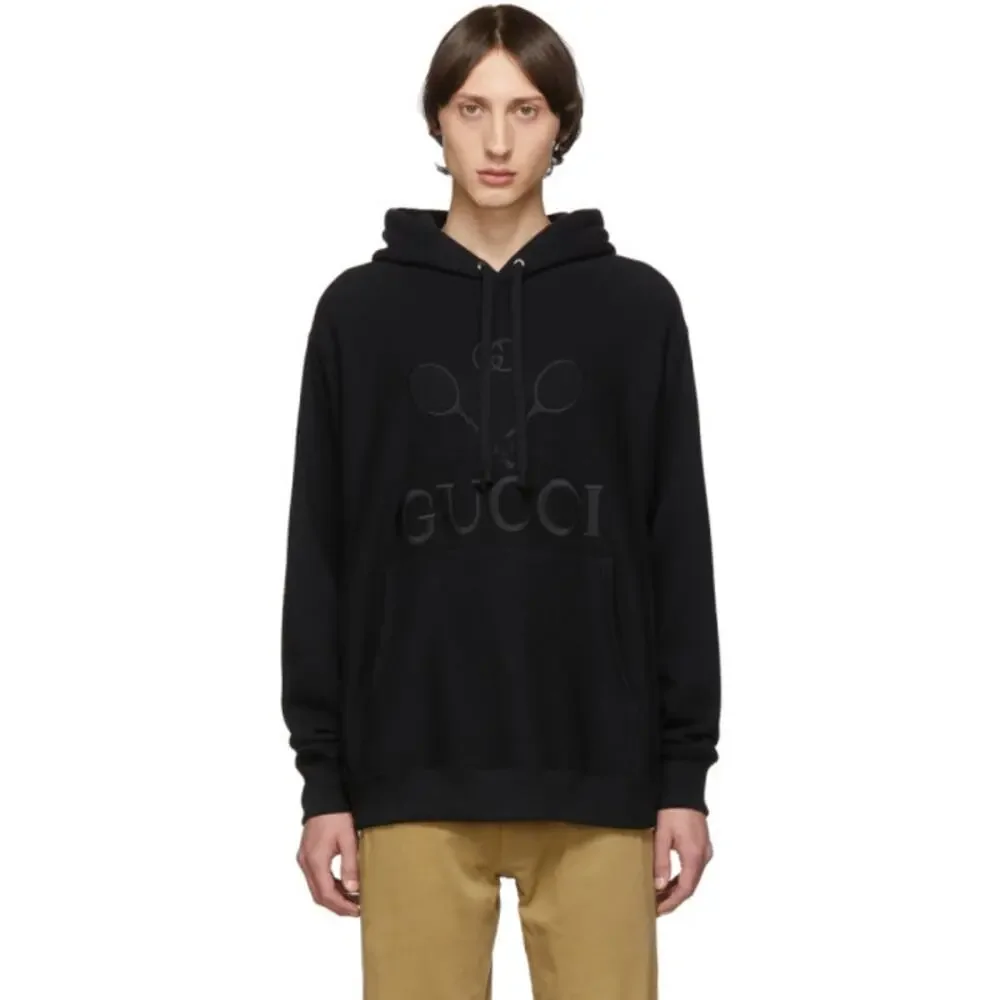 🔴 Gucci Tennis Hoodie - Black French Terry L